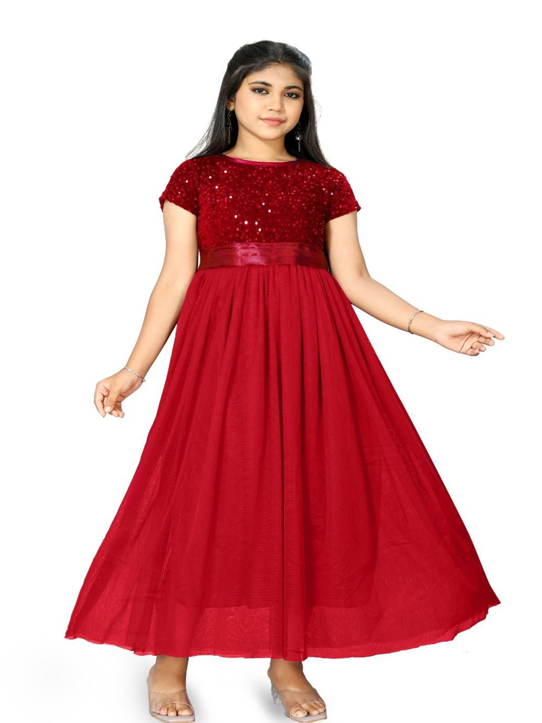 DP FABRICS Girls Embelished Maxi Dress