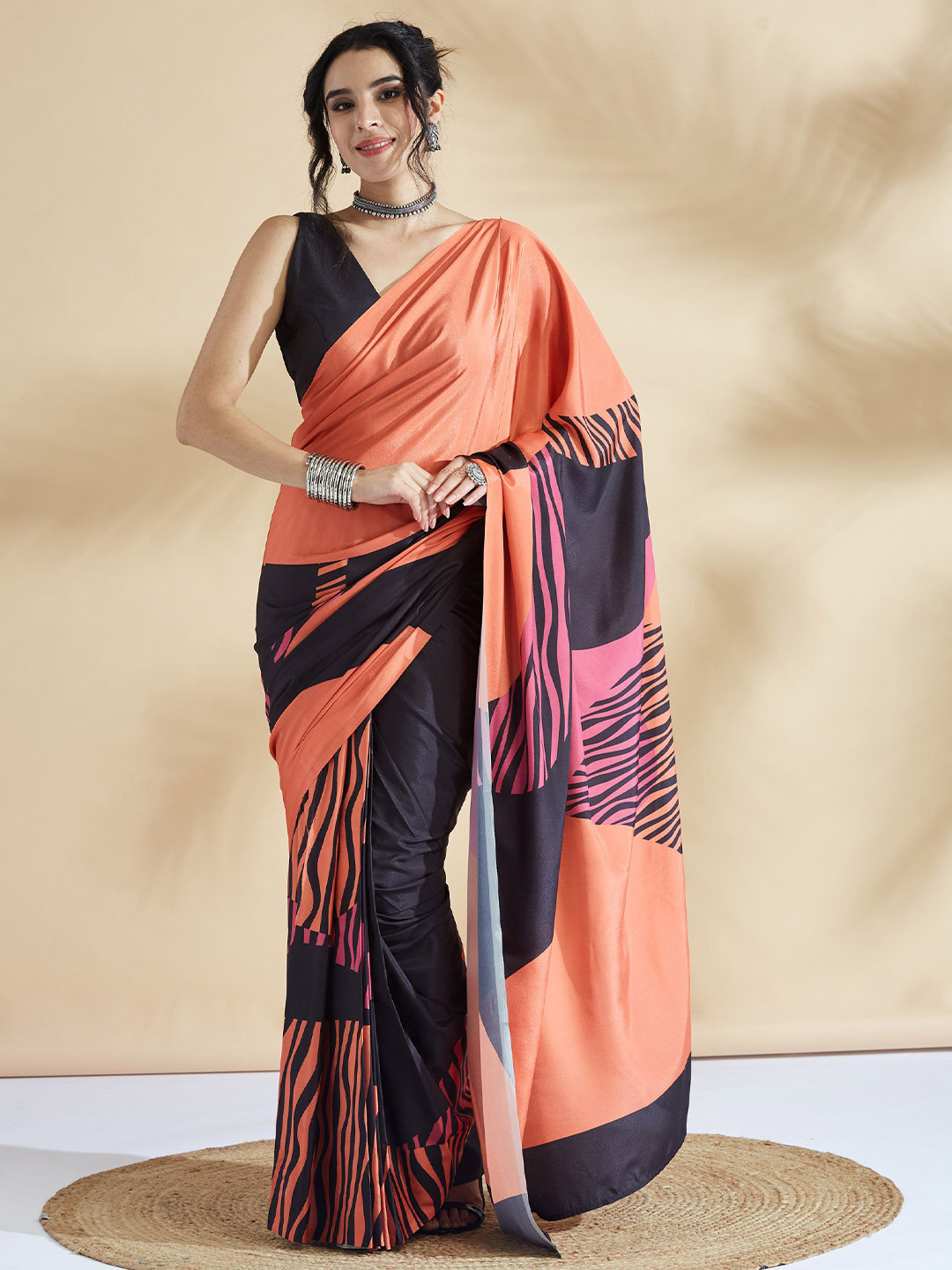 RACHNA  Women Block Print Saree With Blouse Piece