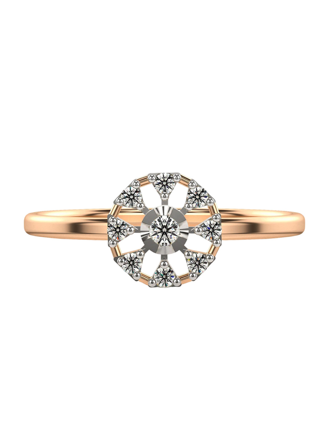 VALANOVA 925 Sterling Silver Rose Gold 18 Kt Diamond Studded Ring 1.22 gms