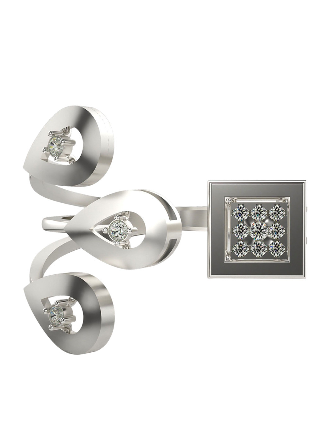 VALANOVA 18K White Gold Plated Sterling Silver 0.11 Ct Certified Lab Grown Diamond Ring