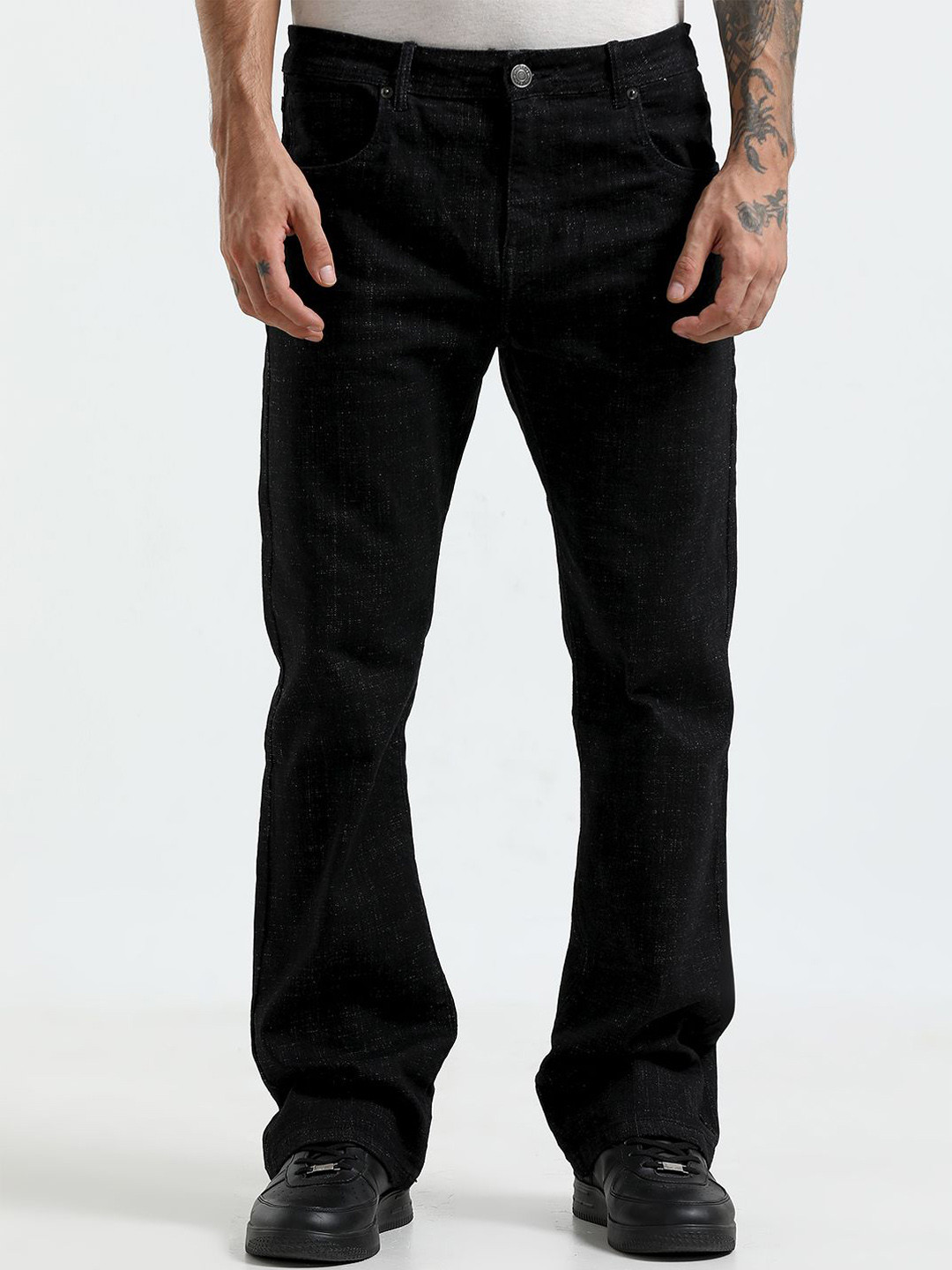 Espanshe Jammy Men Black Bootcut Mid-Rise Jeans
