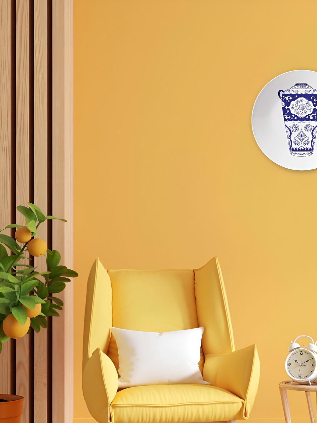 THE QUIRKY HOME Delft Vase Ceramic Floral Glossy Hanging Hall Wall Plates-10In