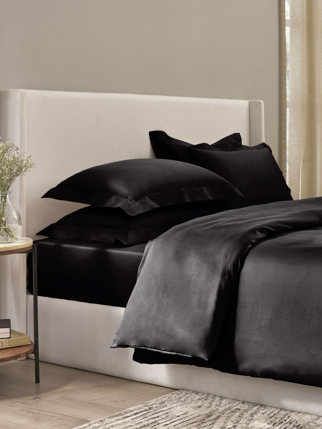 SANSAAR A DDECOR BRAND LIVE CONSCIOUSLY Black 2 Pieces Pure Cotton Rectangle Pillow Covers