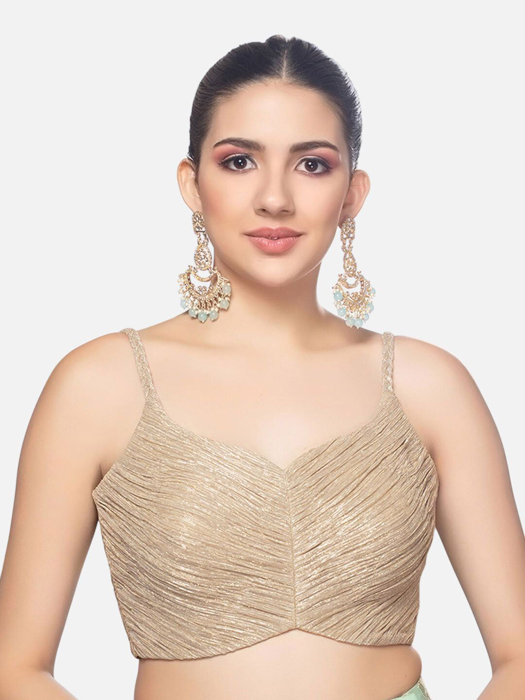 neckbook Self Design Sweetheart Neck Tissue Saree Blouse