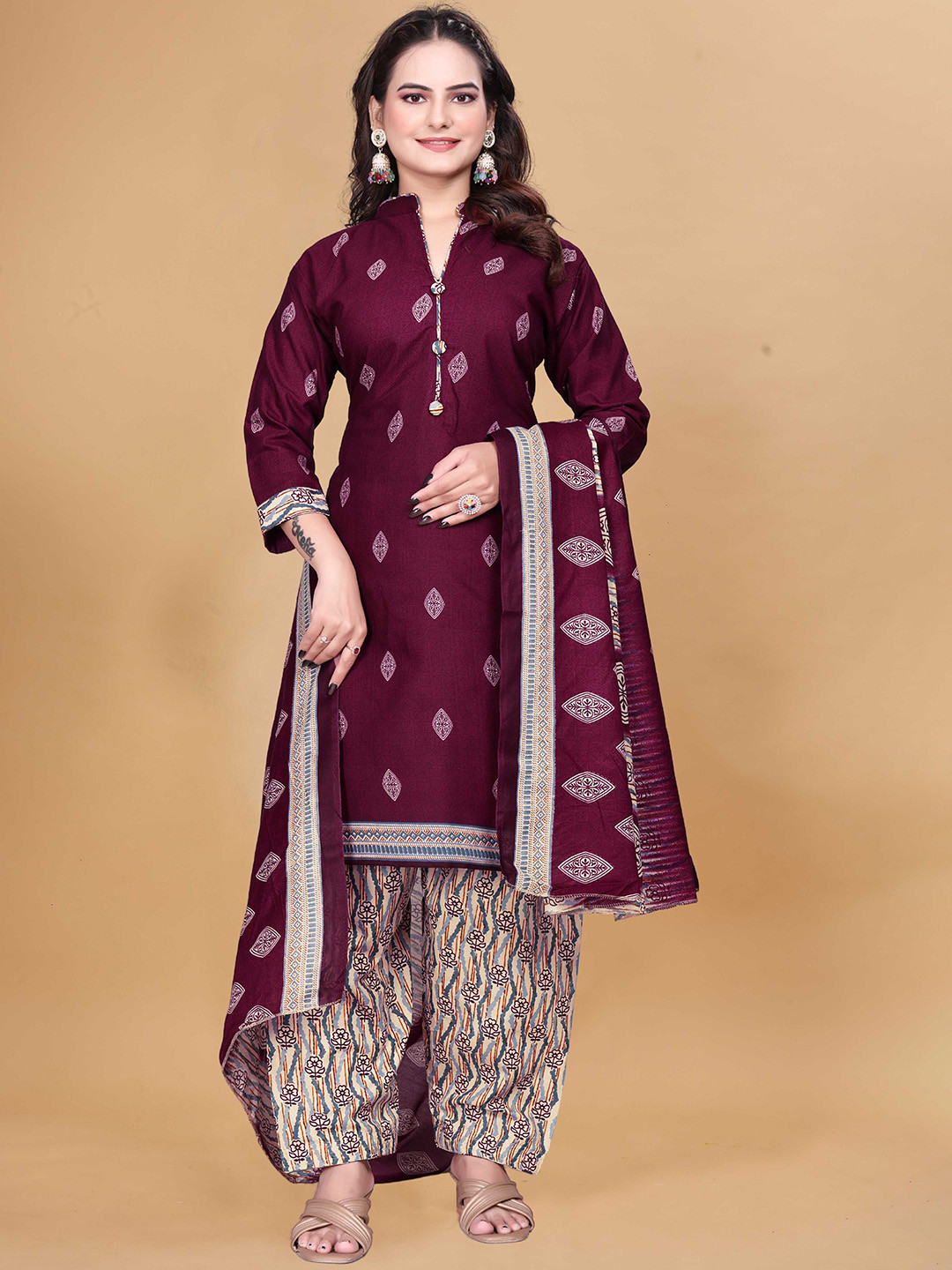 SIMPLYETHNIC Women Ethnic Motifs Printed Kurta with Salwar & Dupatta