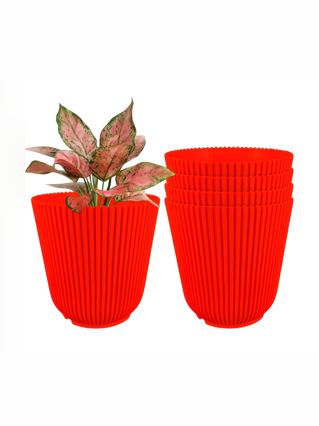 GARDEN'S NEED Wing Red 5 Pieces Textured Planters