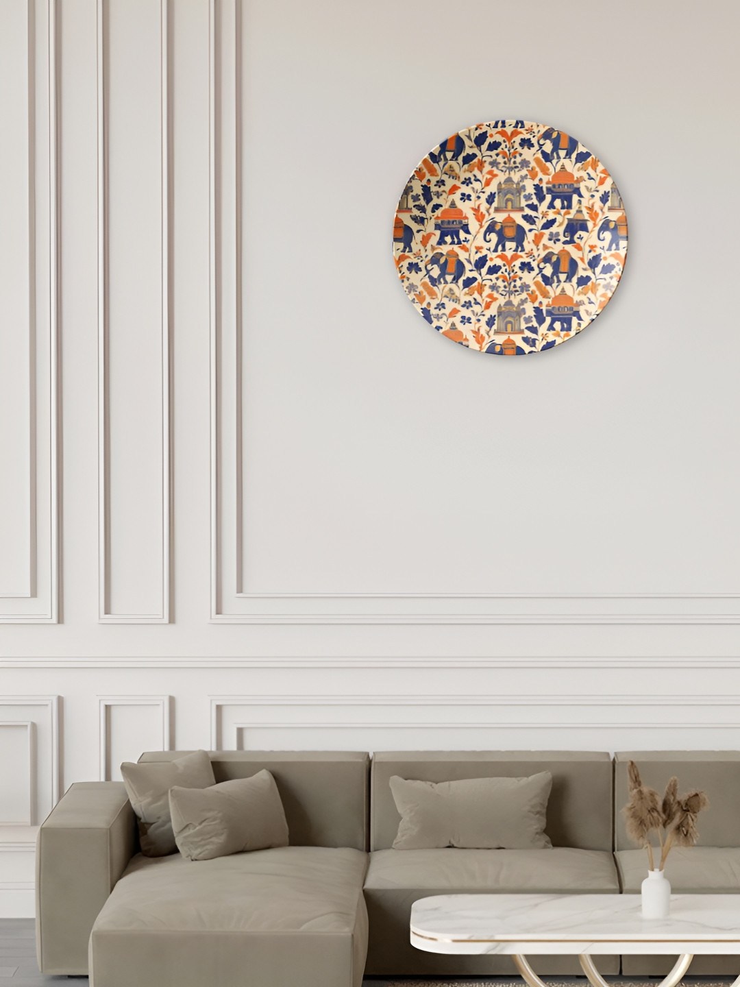 THE QUIRKY HOME Elephant Garden Premium Crafted Ceramics Glossy Hall Wall Plates-10In