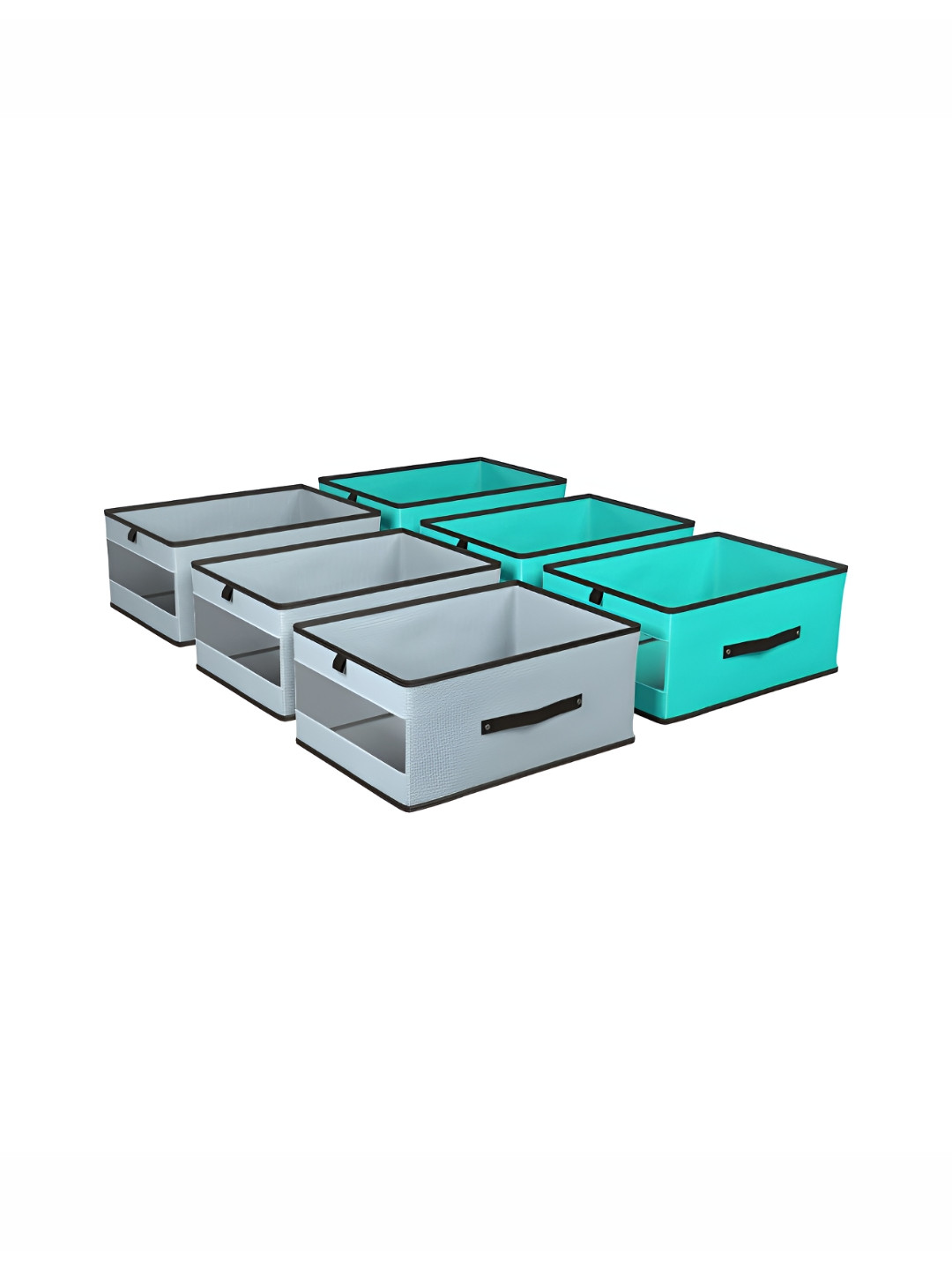 Aura Green & Grey 6 Pieces Foldable Storage Box Organisers