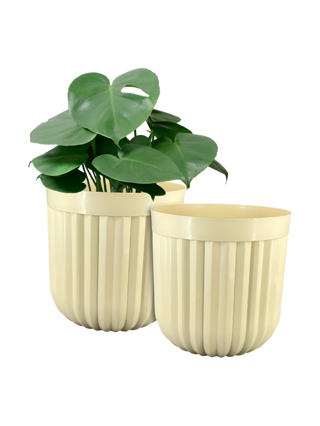 GARDEN'S NEED Seoul 2Pcs Cream-Colored Textured Planters