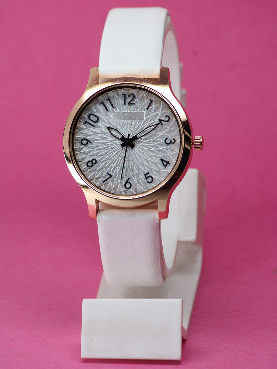 VIRAKTI Women Brass Dial & Leather Straps Analogue Watch F-74-WHITE-P