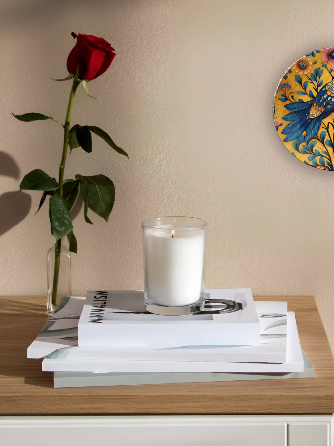 THE QUIRKY HOME Peacock Crafted Ceramics Glossy Hanging Hall Wall Plates-8In