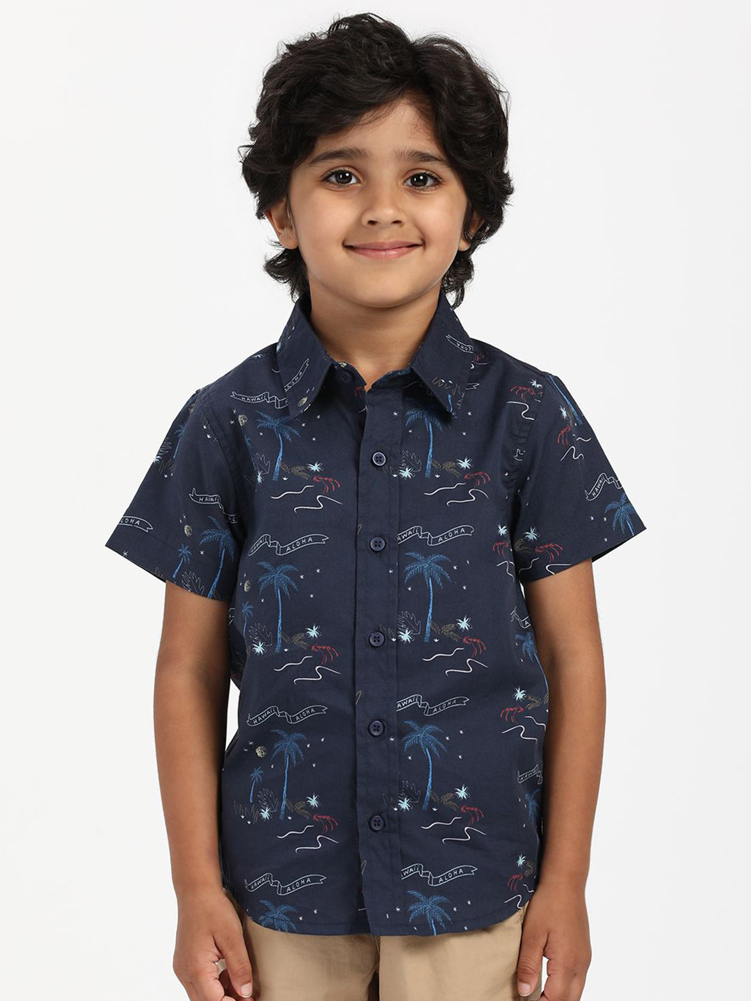 Nauti Nati Boys Standard Aloha Hawaii Graphic Printed Wrinkle Free Cotton Shirt