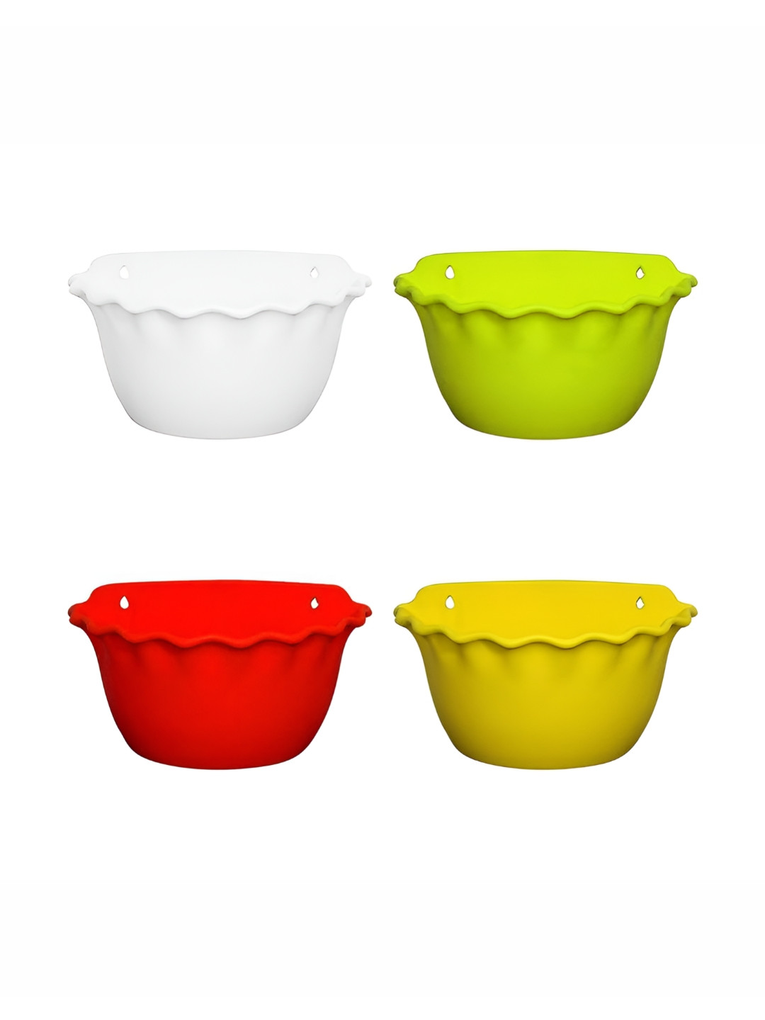 GARDEN'S NEED Platinum Yellow & Red 4 Pieces Textured Planters