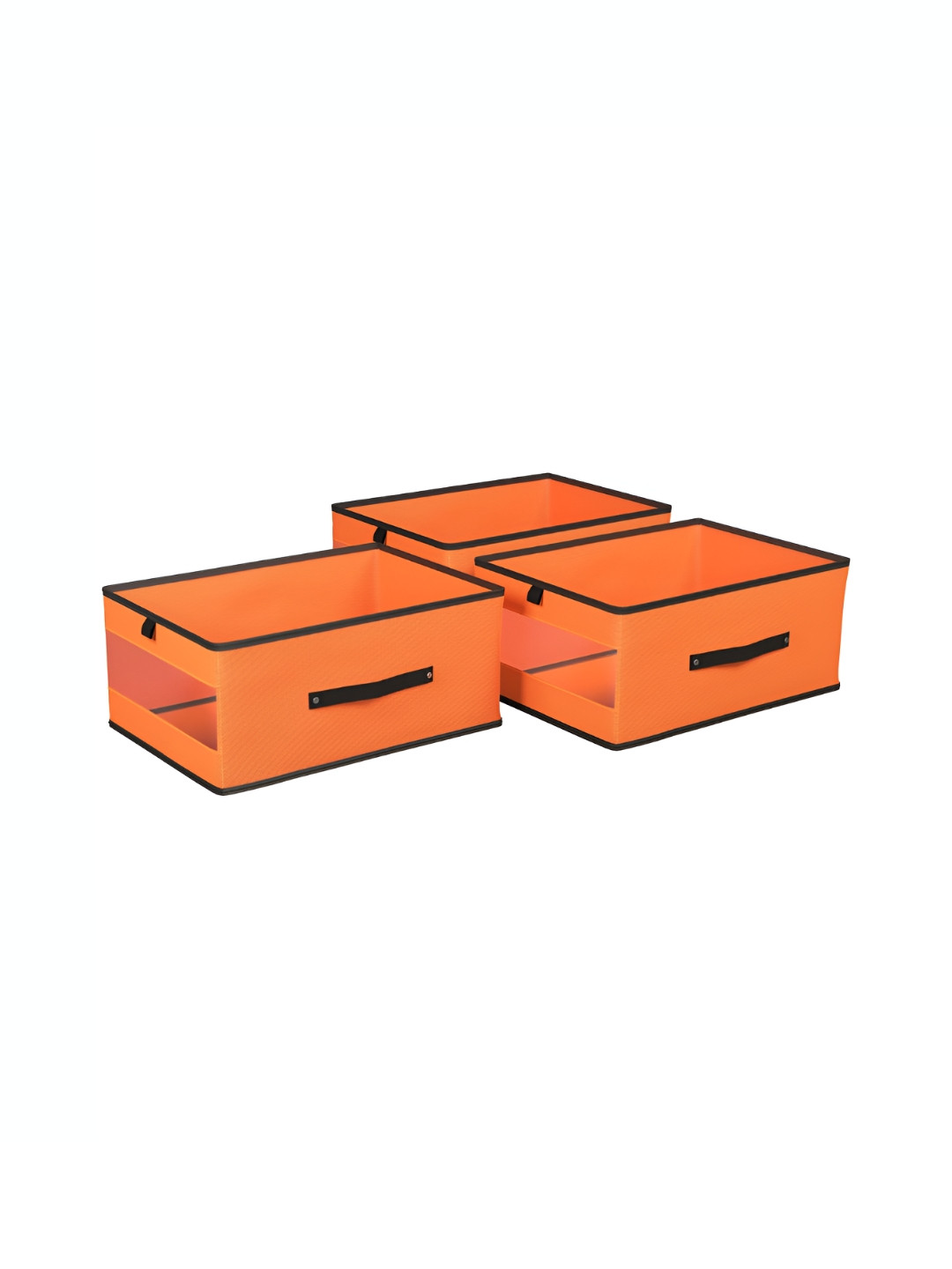Aura Orange Colored & Black 3 Pieces Foldable Storage Box Organisers
