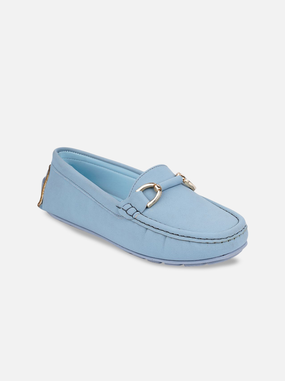 iD&U Women Solid Round Toe Soft & Premium Horsebit Loafers