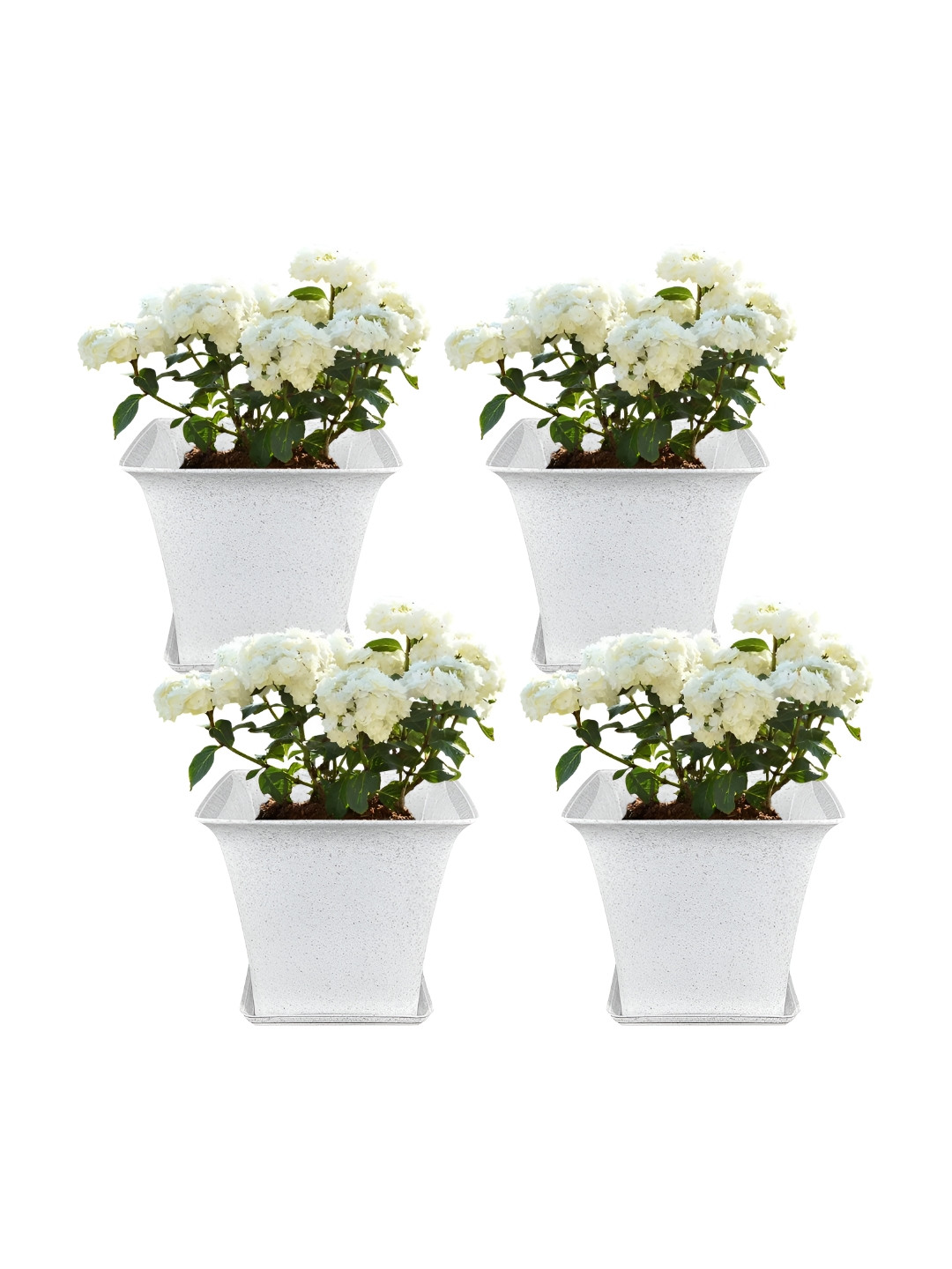 GARDEN'S NEED 4-Pcs White Marble Design Eco-Friendly Orient Planters