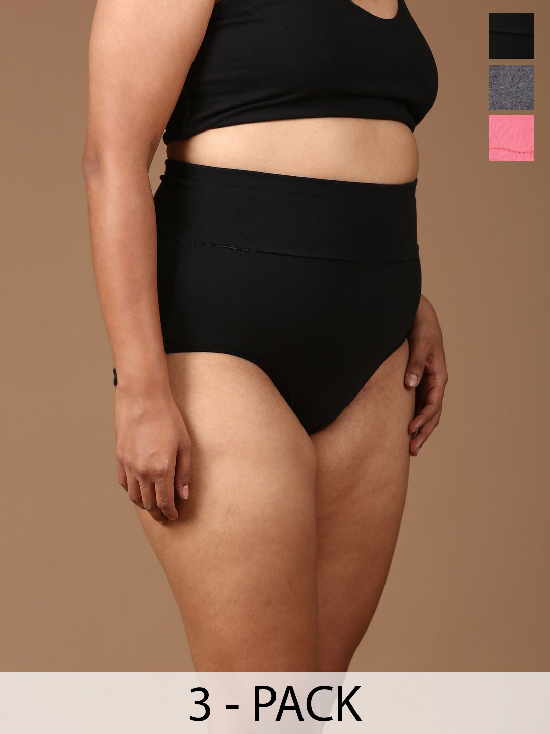 The Pink Moon Pack Of 3 Cotton Plus-Size Hipster Briefs UW_COMBO3