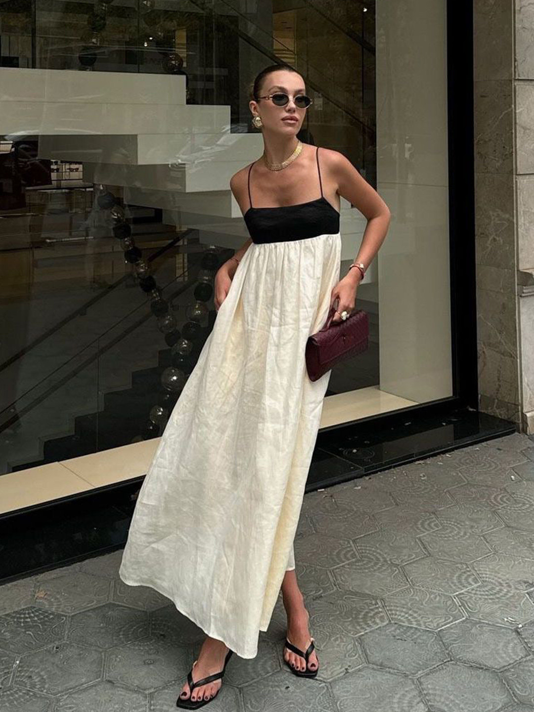 Miss Mosa By Akanksha  Women Ivory Milla Summer Holiday Midi Dress