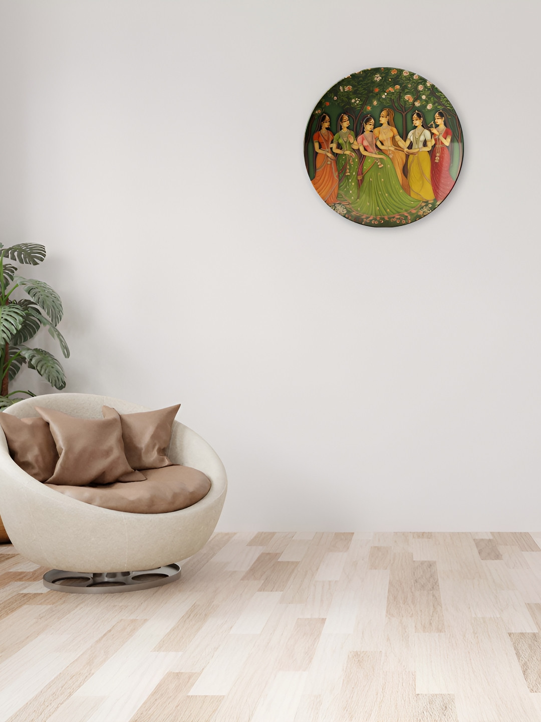 THE QUIRKY HOME A Gathering of Women Ceramic Ethnic Motifs Glossy Hall Wall Plates-10In