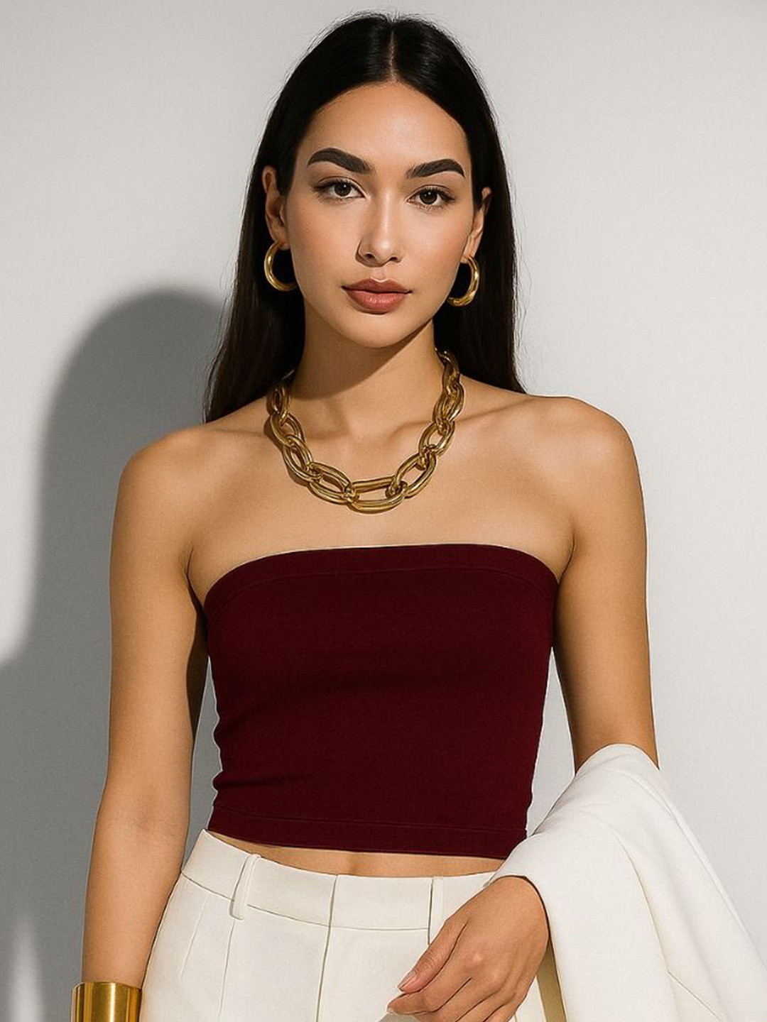 CORSICA Women Strapless Cotton Crop Tube Top