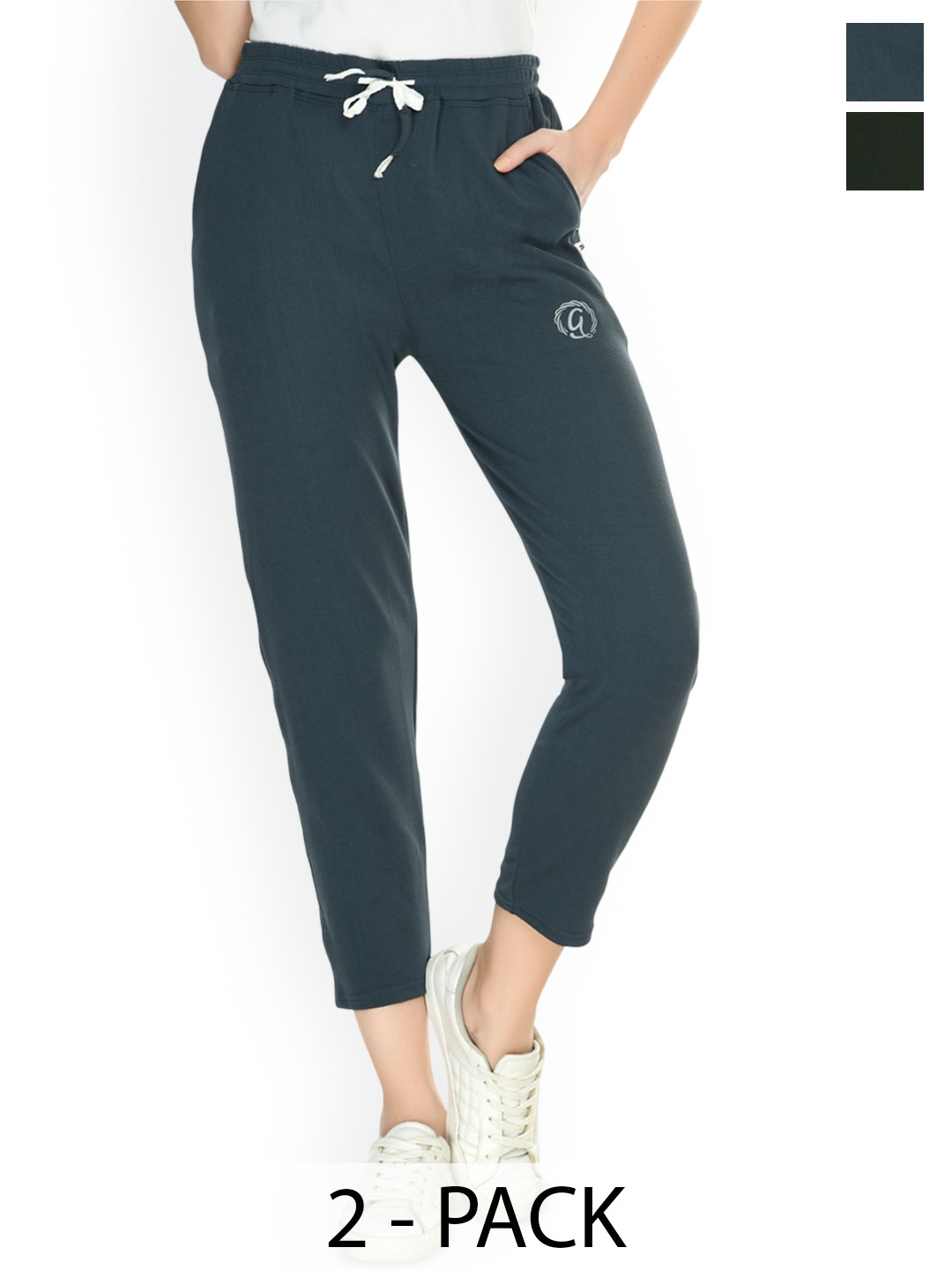 Brainbees Pack Of 2 Slim-Fit Mid-Rise Joggers