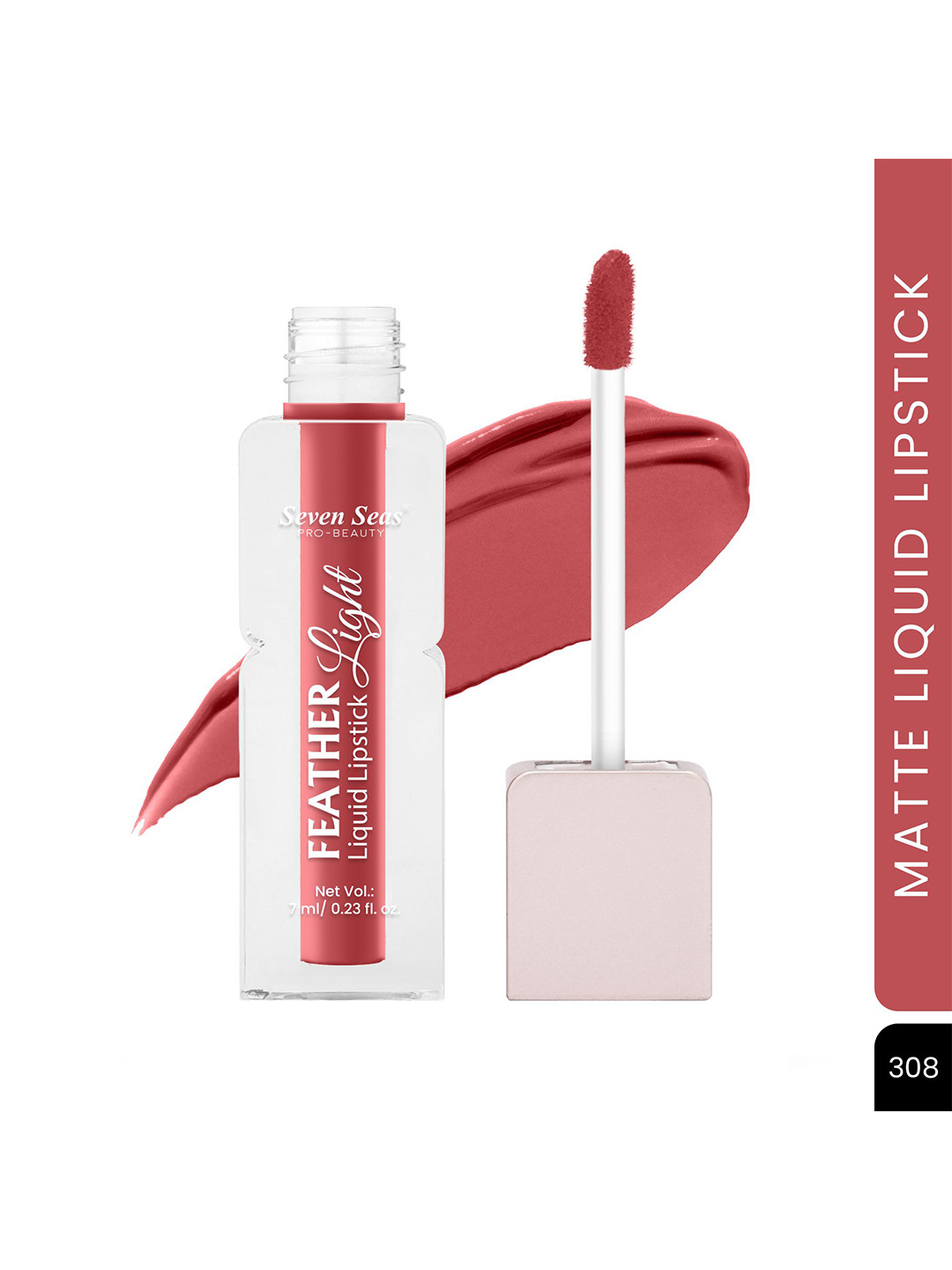 Seven Seas Feather Light Matte Liquid Lipstick - 7 ml - Shade 308