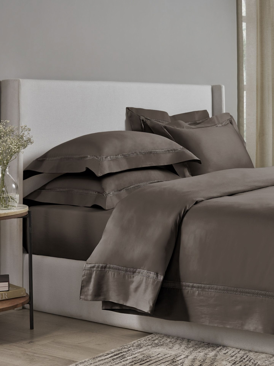 SANSAAR A DDECOR BRAND LIVE CONSCIOUSLY Brown 2 Pieces Pure Cotton Rectangle Pillow Covers