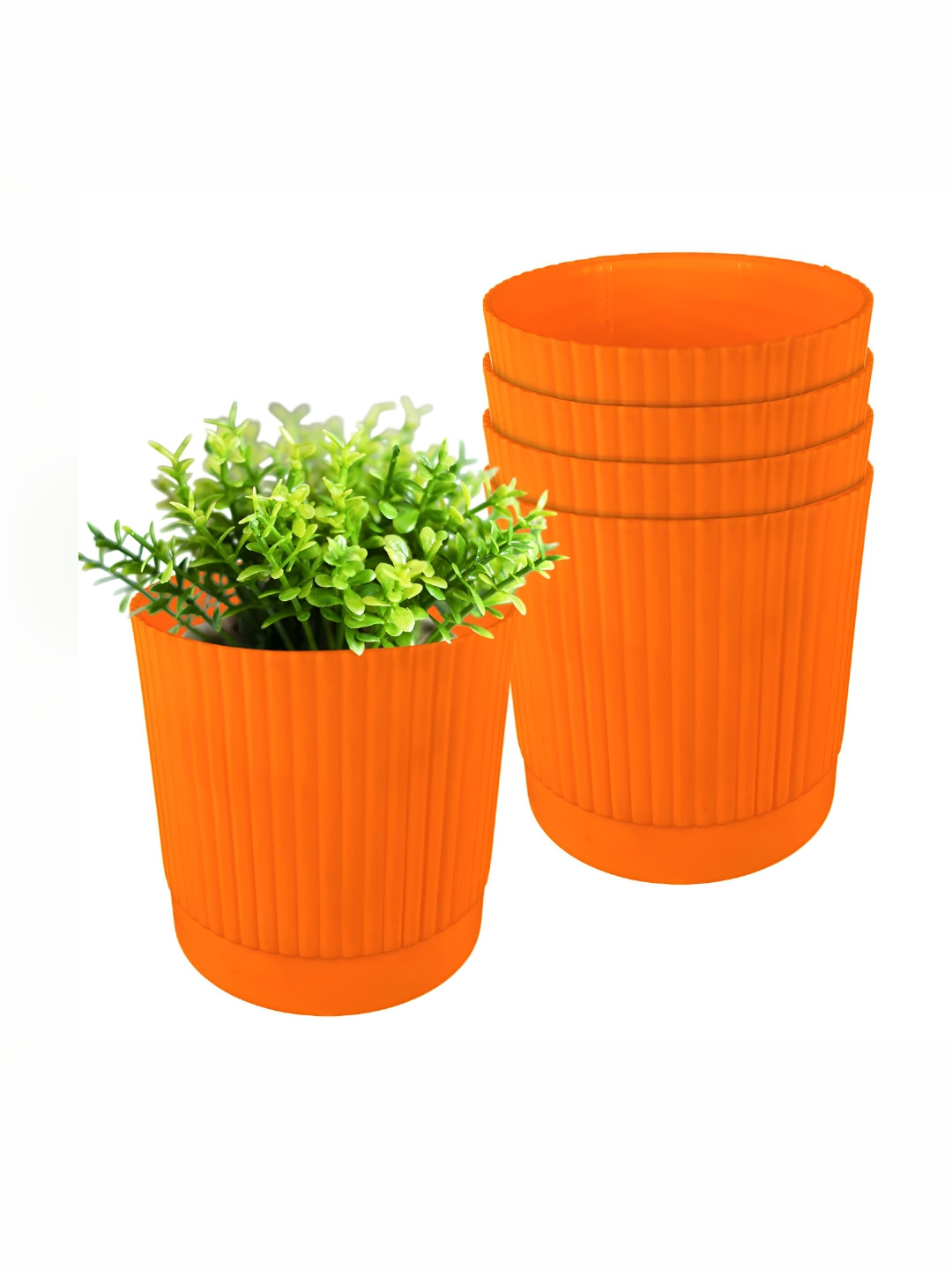 GARDEN'S NEED 5-Pcs Orange-Coloured Textured Planters