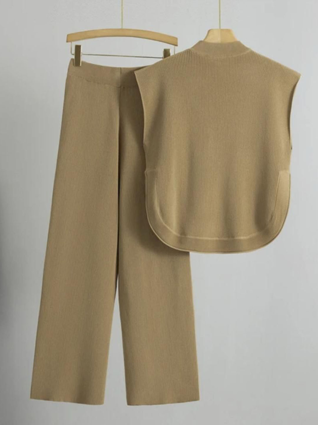 Miss Mosa By Akanksha  Brown Addison Ribbed Coord Set