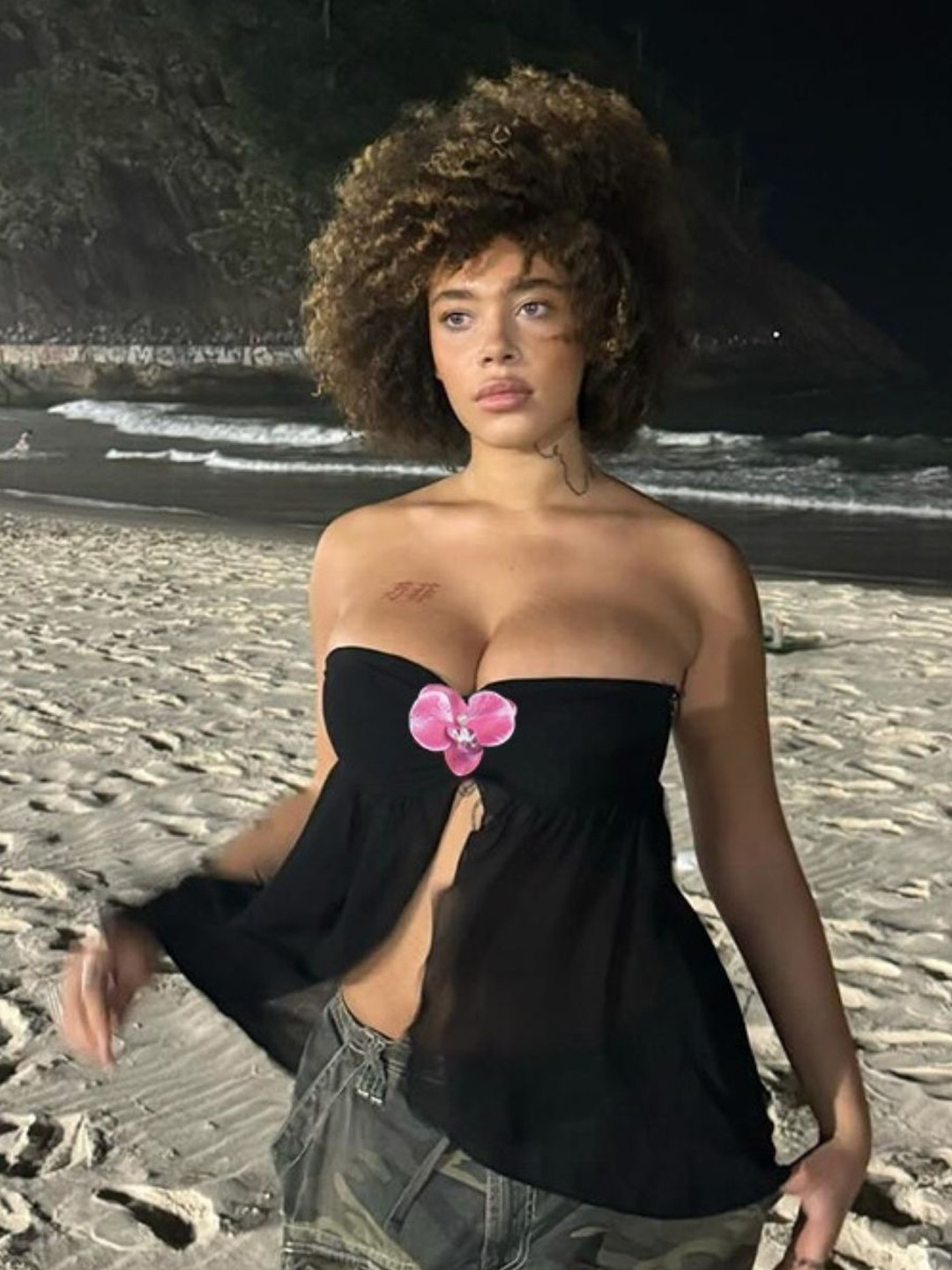 KPOP Women Strapless Off-Shoulder Tube Top with Front Slits