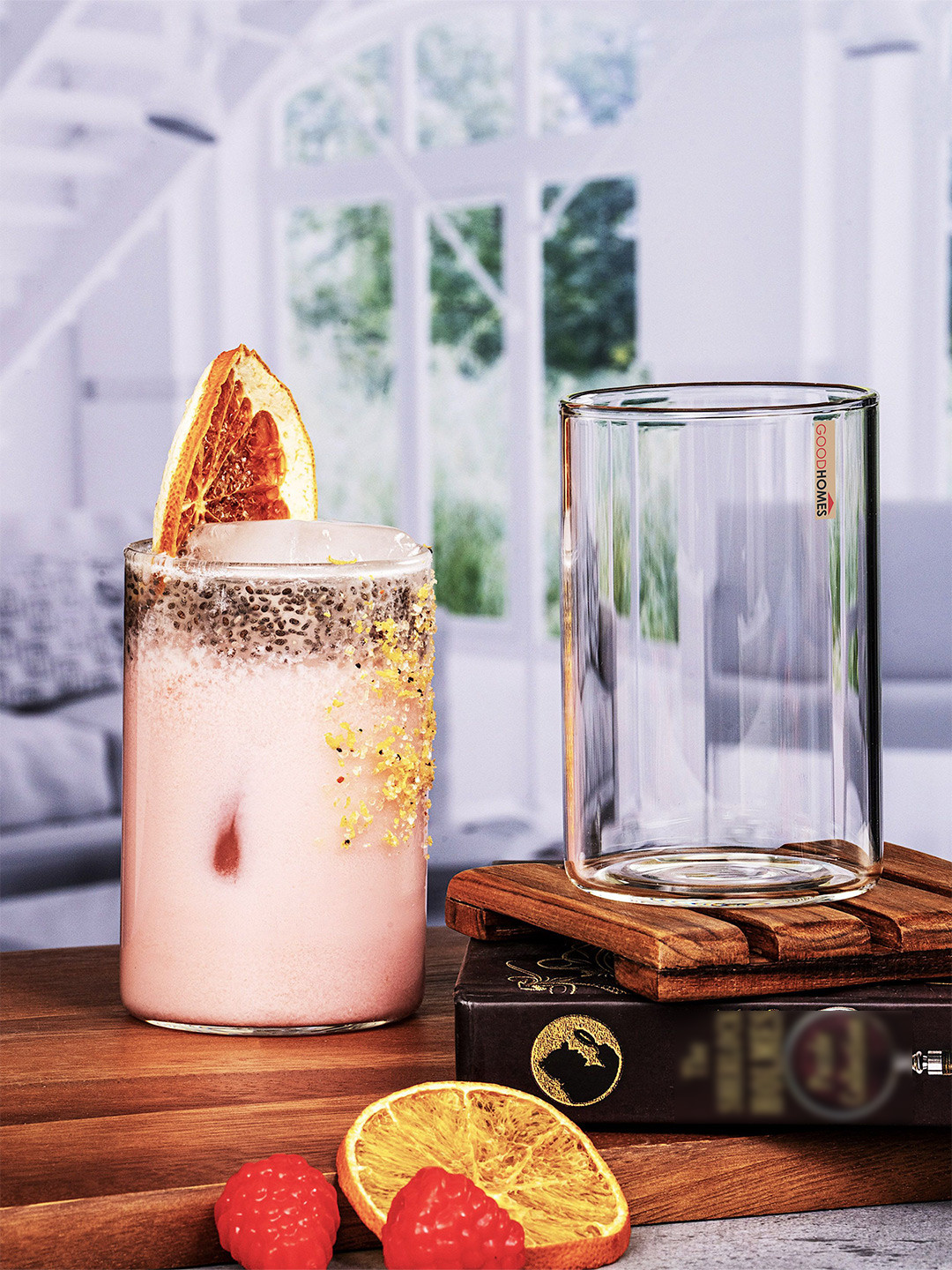 GOODHOMES Transparent 6 Pieces Dishwasher and Microwave Safe Glass Water Glasses 270ml