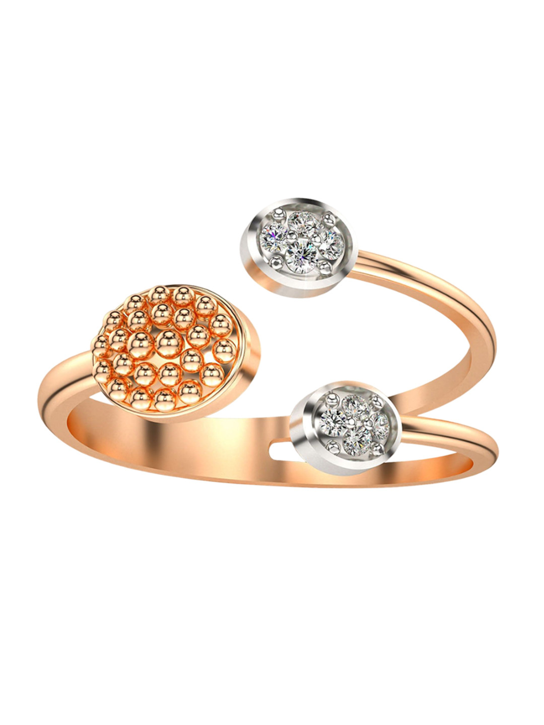 VALANOVA Women 18K Rose Gold Plated Lab Grown Diamond Ring 1.30 gms