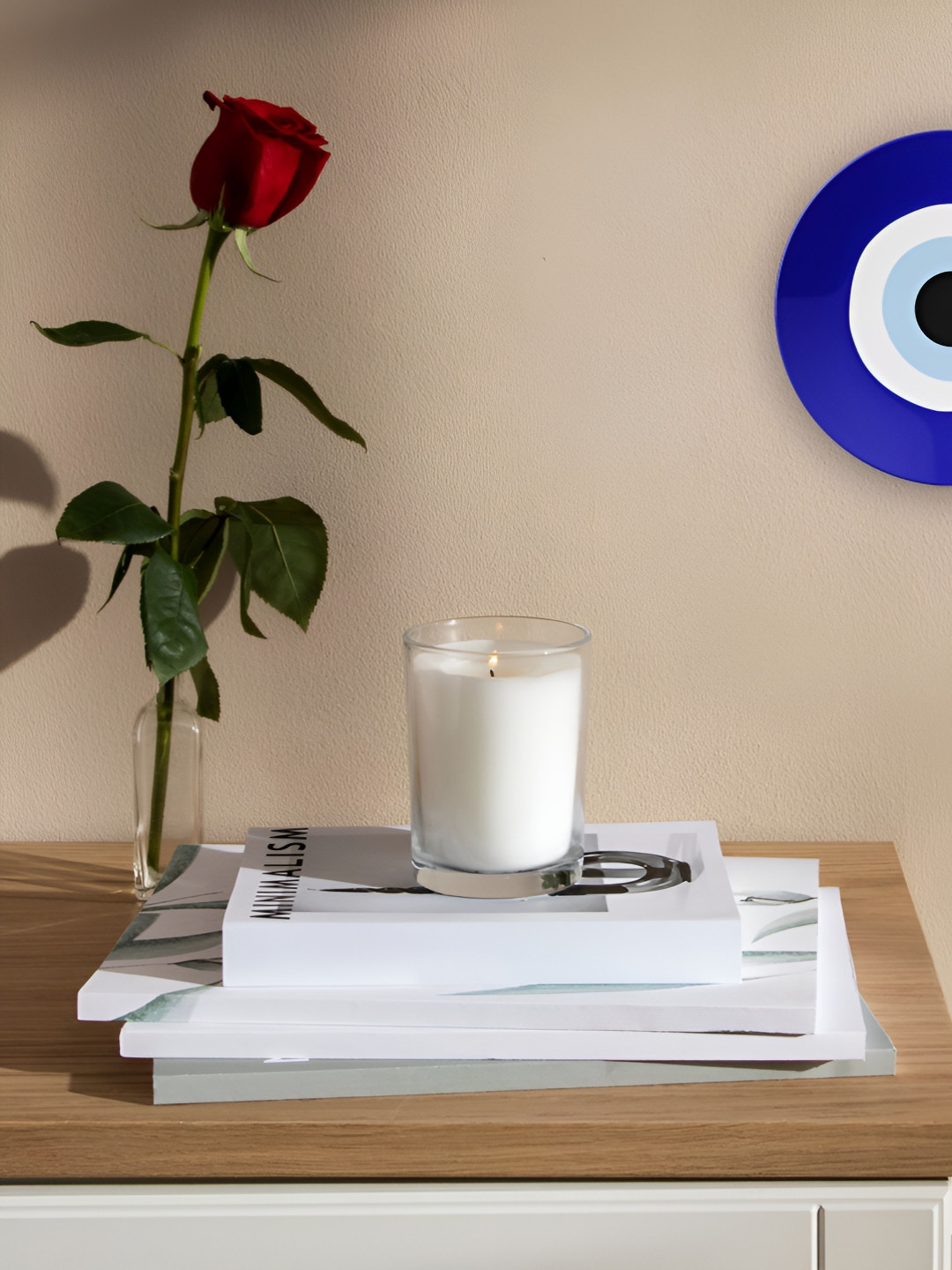 THE QUIRKY HOME Evil Eye Crafted Ceramics Glossy Hanging Hall Wall Plates-10In