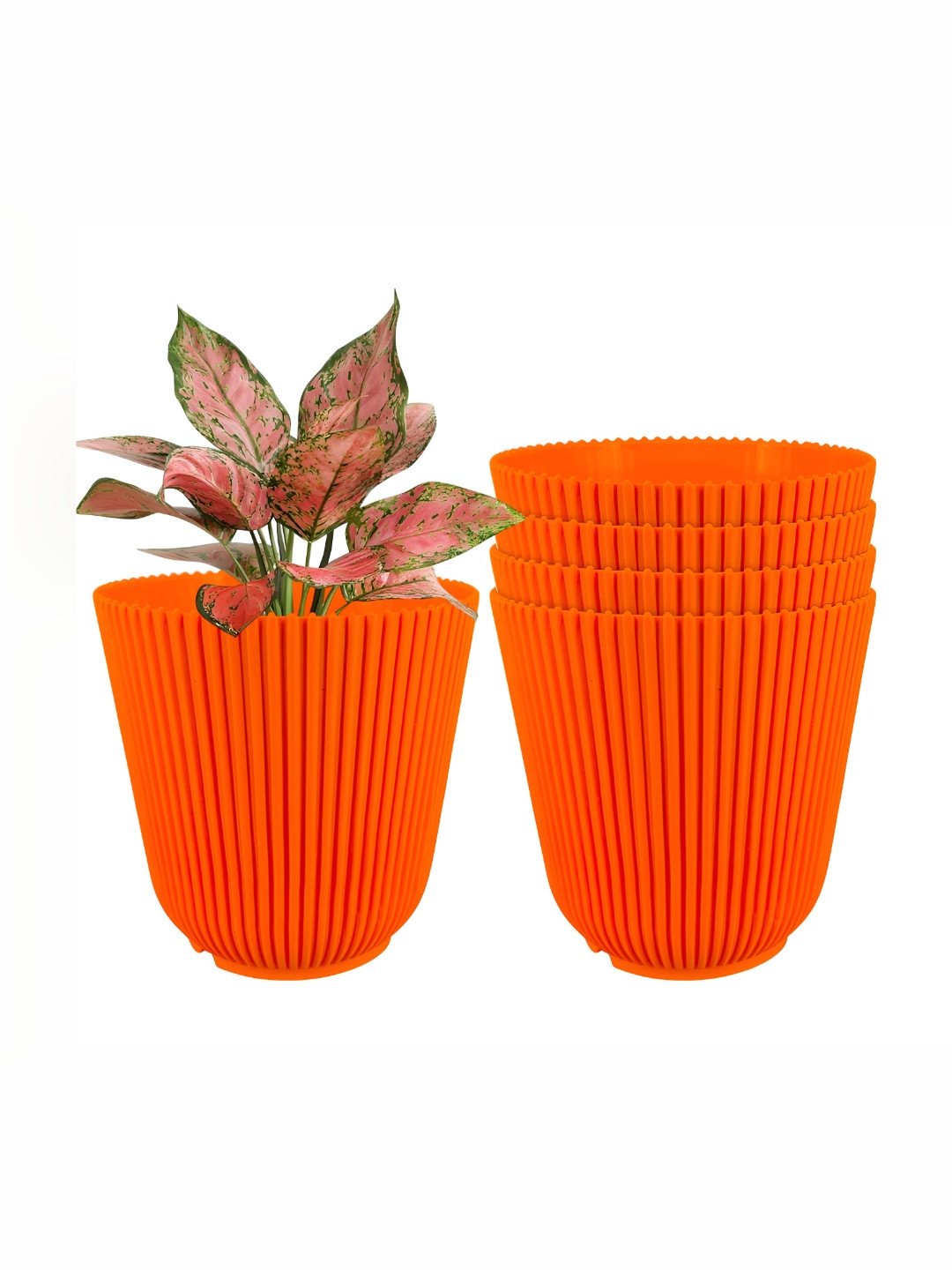 GARDEN'S NEED Wing 5Pcs Orange-Colored Textured Planters