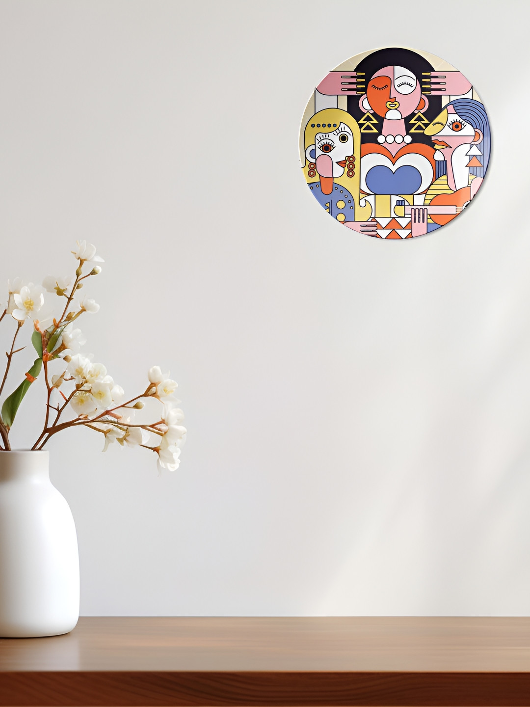 THE QUIRKY HOME Cubist Art Crafted Ceramics Glossy Hanging Hall Wall Plates-8In