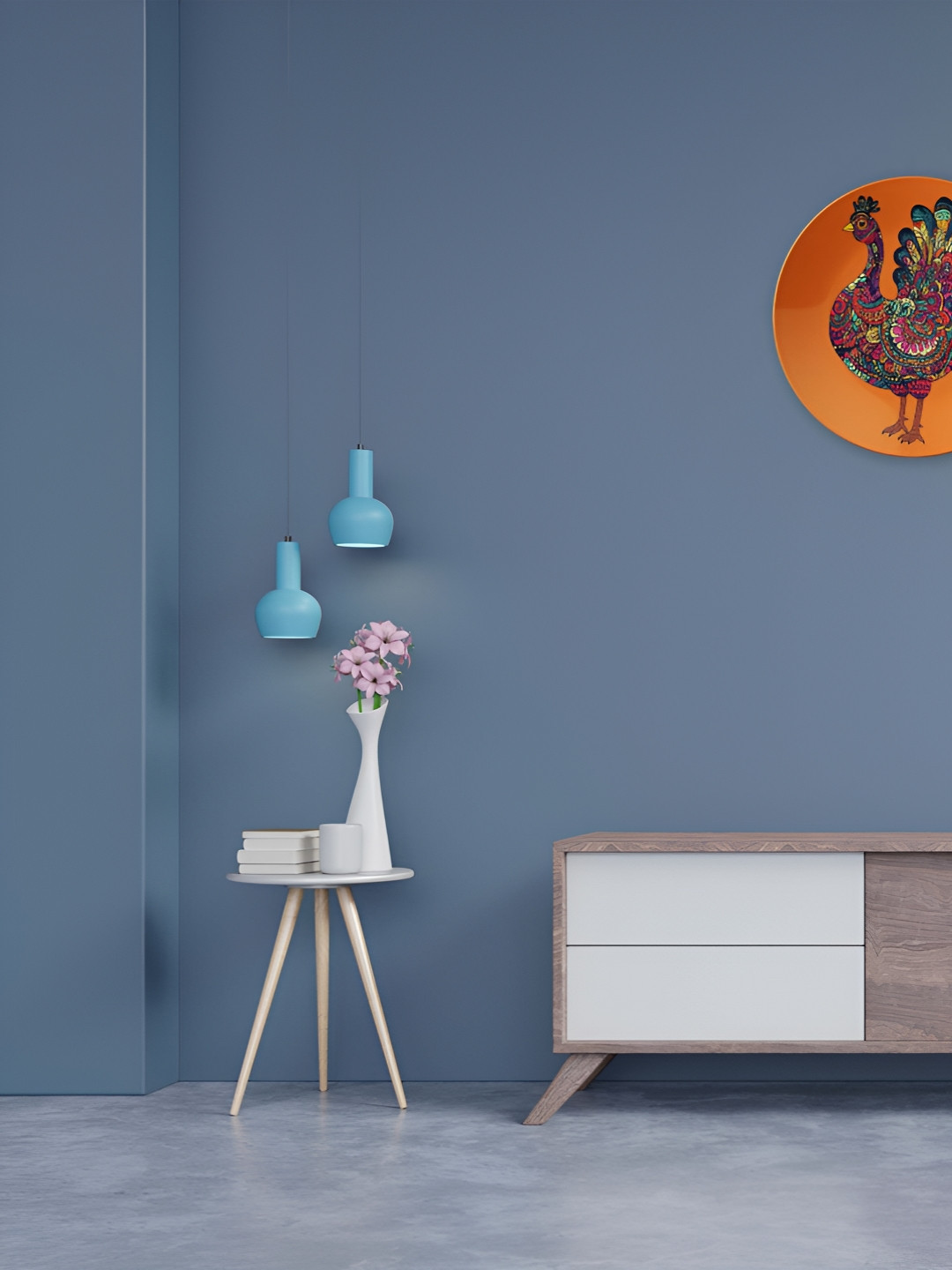 THE QUIRKY HOME Colorful Patterned Peacock Crafted Ceramics Glossy Hall Wall Plates-8In