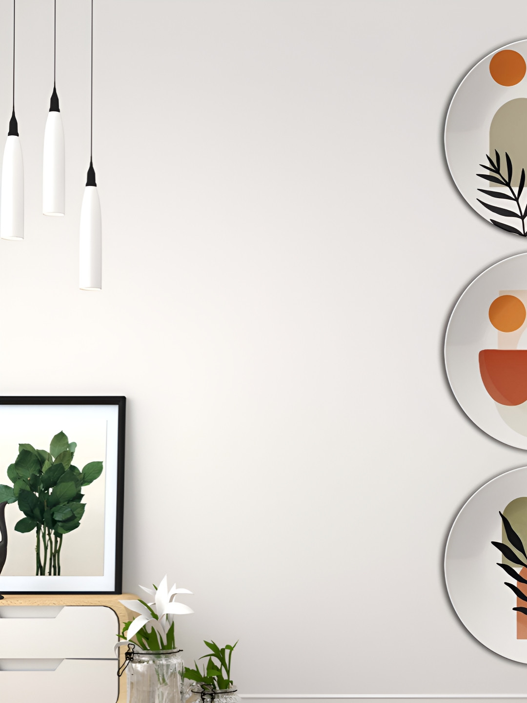 THE QUIRKY HOME A Symphony of Feathers Ceramic Bohemian Glossy Hall 3Pcs Wall Plates-10In