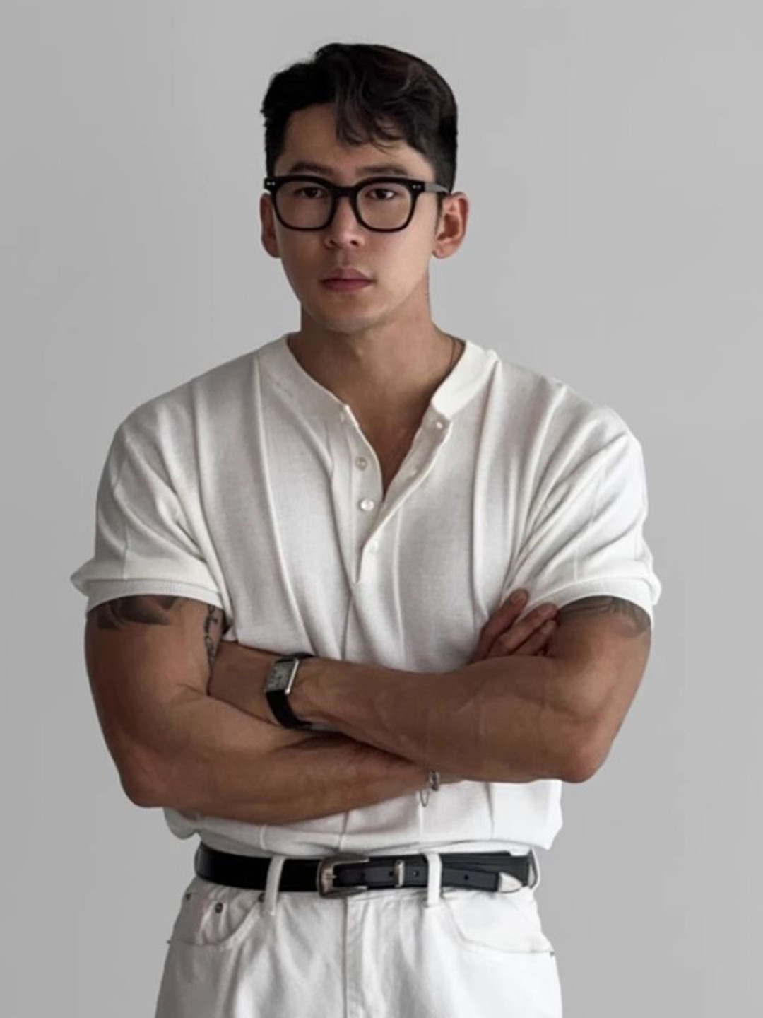 KPOP Henley Neck Muscle Fit T-shirt
