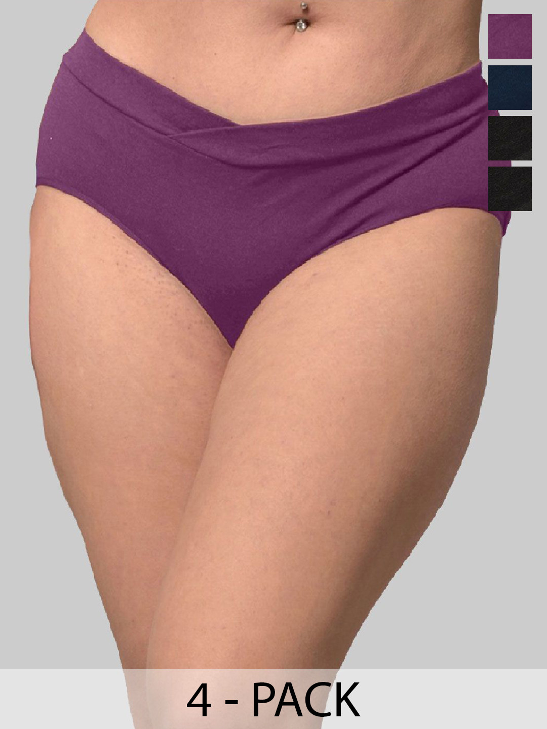 Inner Sense 4-Pcs Organic Cotton Maternity Briefs IMP102-Navy Blue_2Black_Deep Purple