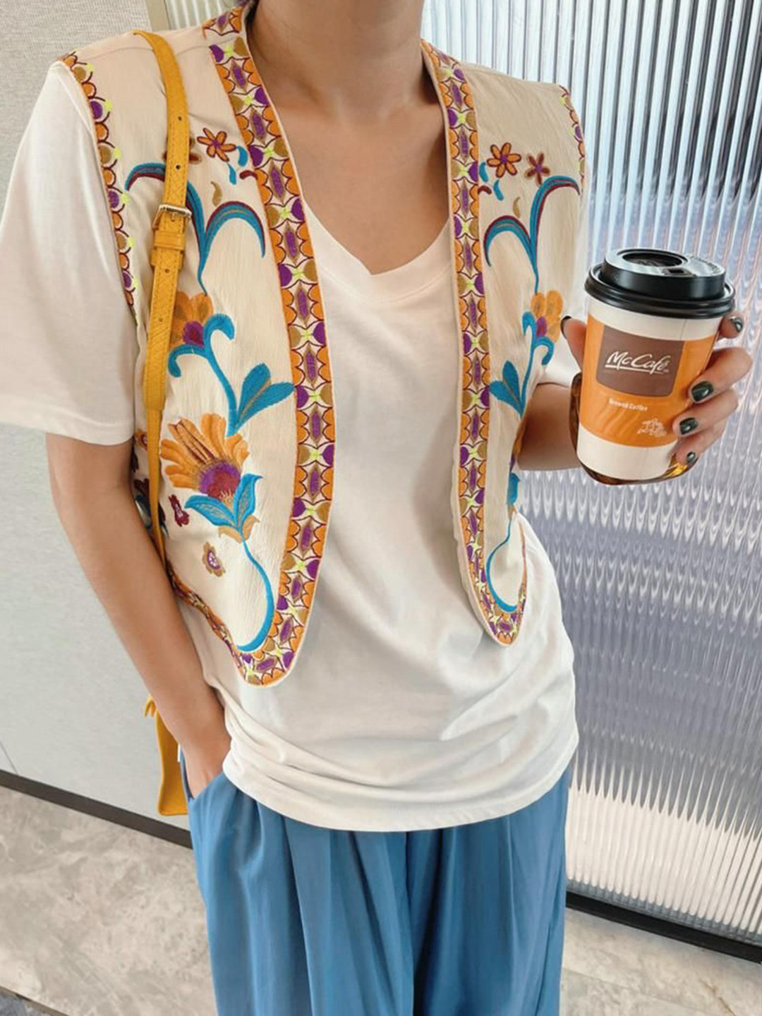 Miss Mosa By Akanksha  Women Beige Mera Statement Vest Top