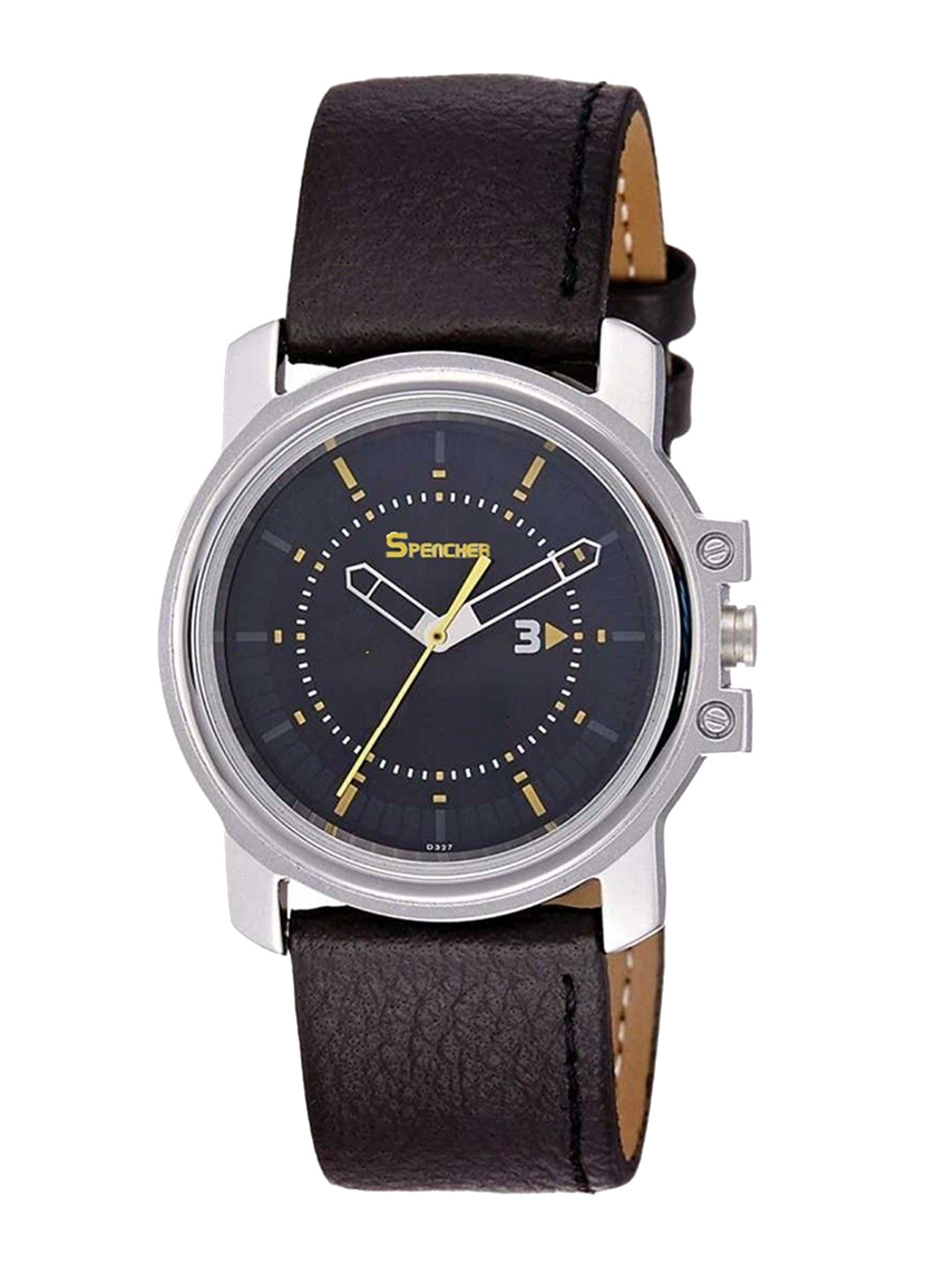 SPENCHER Men Brass  Leather Textured Straps Analogue Multi Function Watch SW 3039Sl04