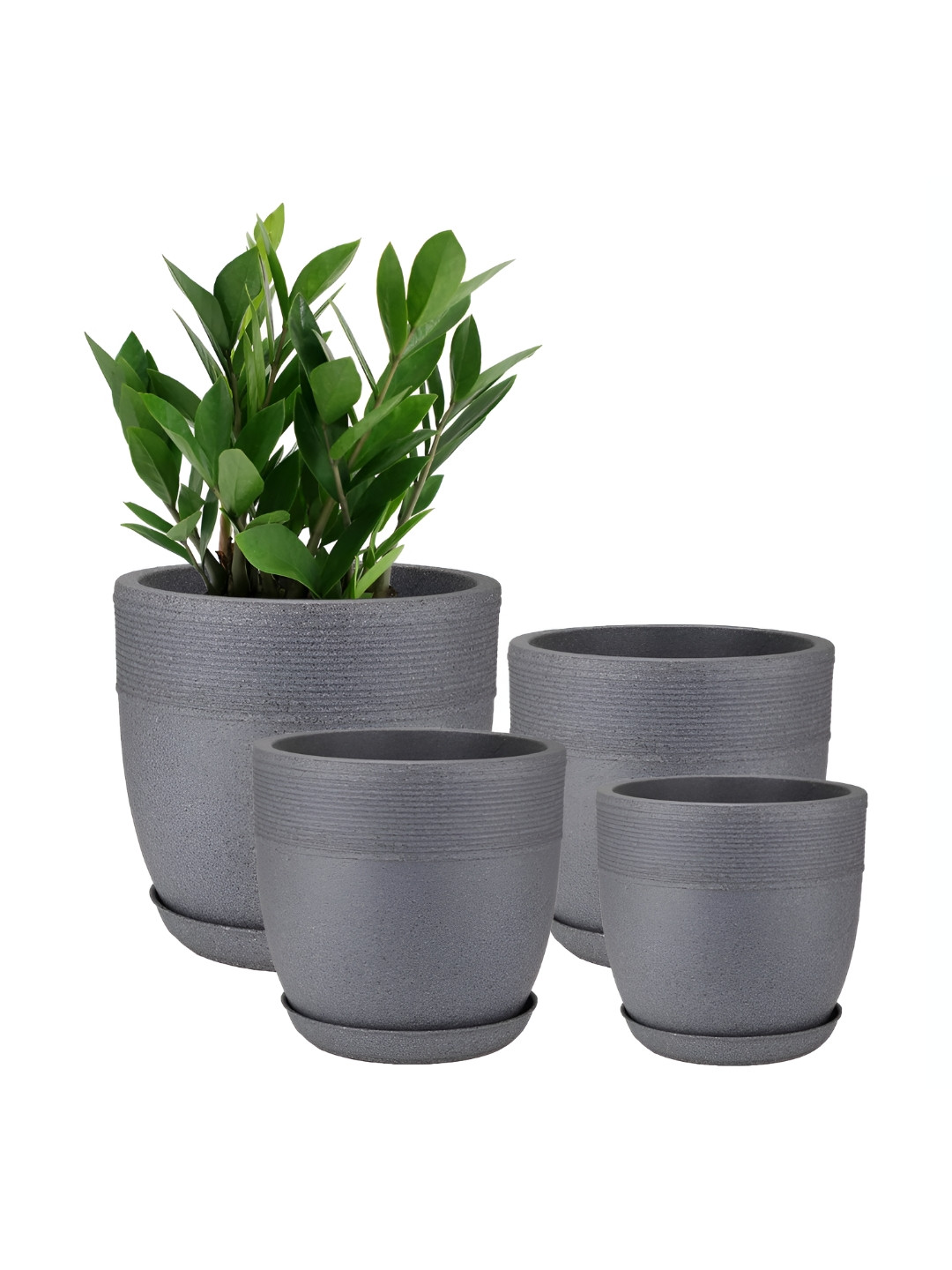 GARDEN'S NEED 4-Pcs Grey Granite Design Eco-Friendly Jaguar Cool Planters