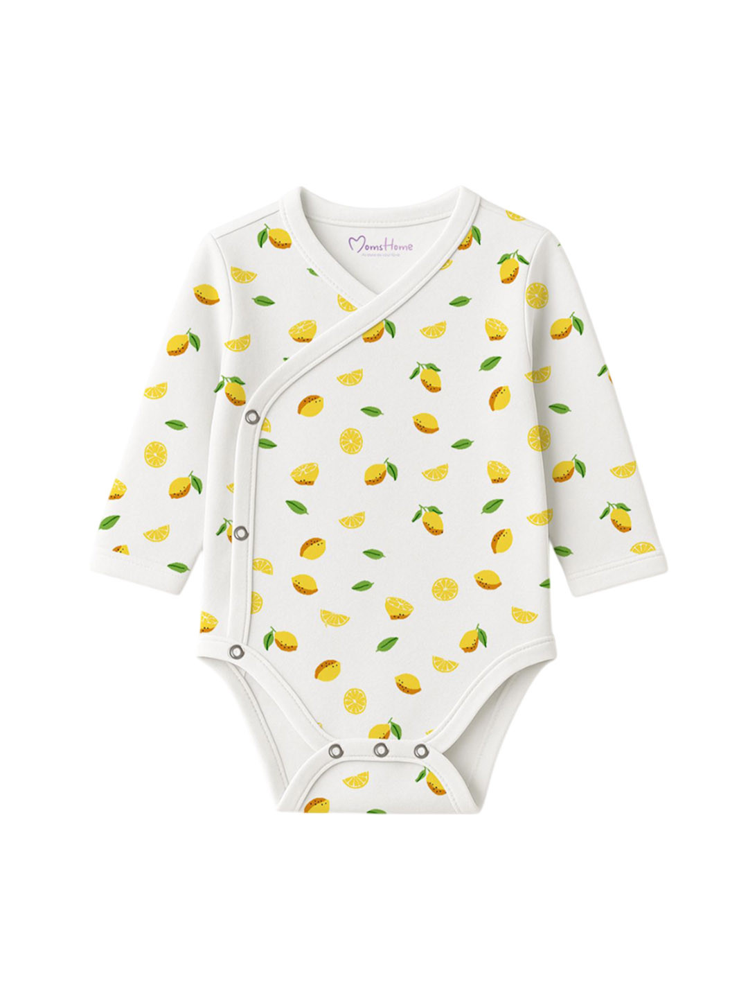 Moms Home Infants Printed Pure Organic Cotton Front Open Kimono One Side Bodysuit