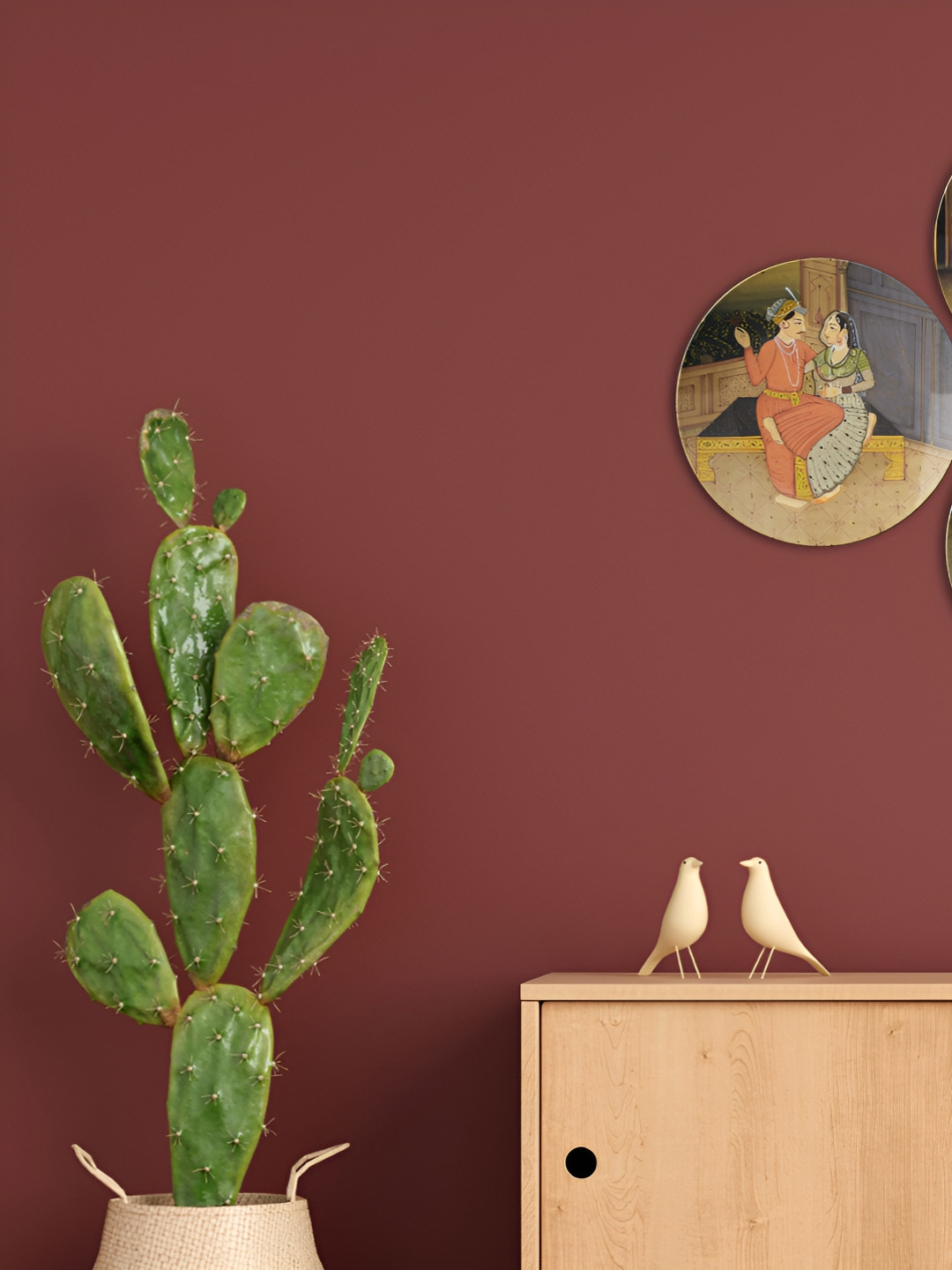 THE QUIRKY HOME Pichwai Cow Triptych Ceramic Bohemian Glossy Hall 3Pcs Wall Plates-10In