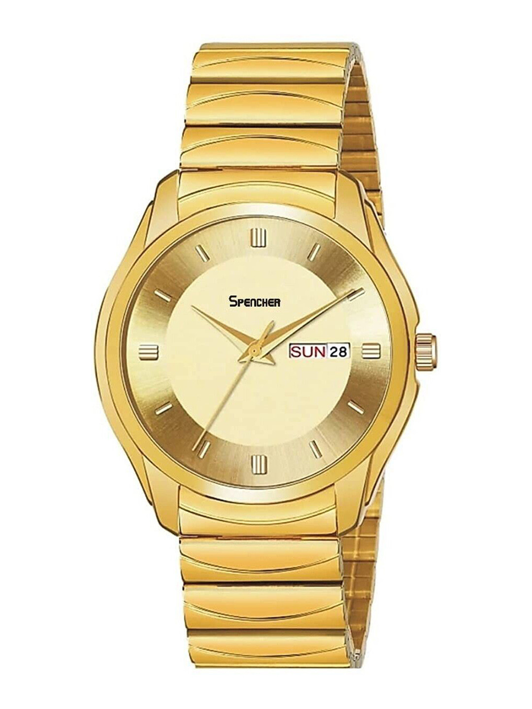 SPENCHER Men Bracelet Style Straps Analogue Multi Function Watch Spencher 1578SM Golden DD