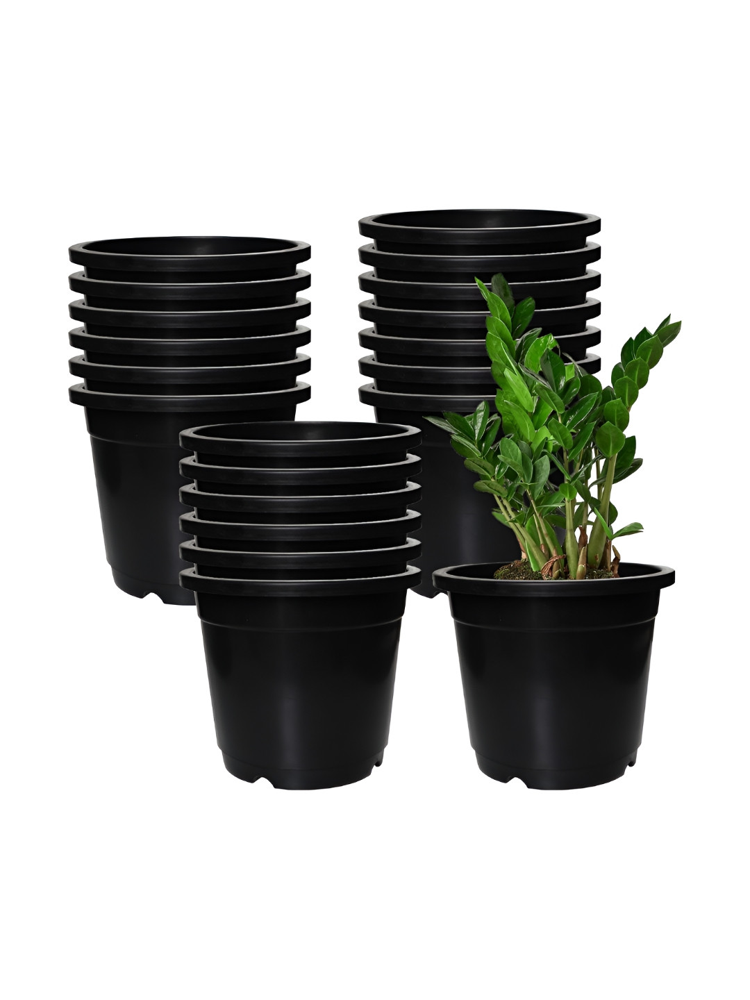GARDEN'S NEED 20-Pcs Black Textured Planters