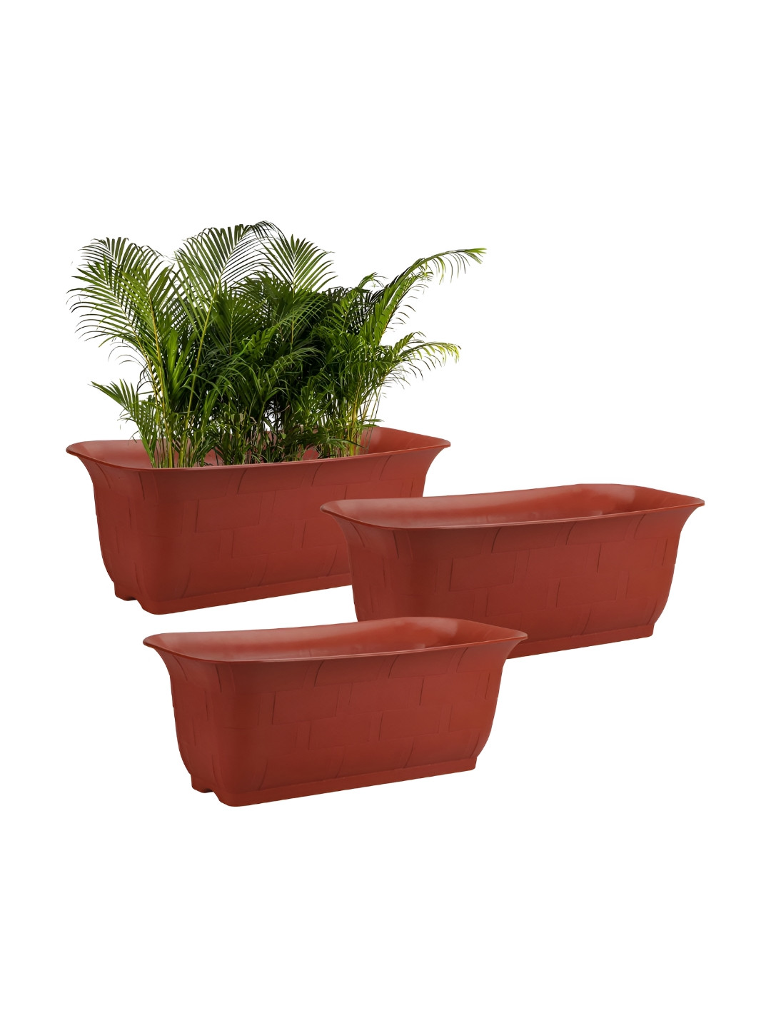 GARDEN'S NEED Window Brown 3 Pieces Textured Planters