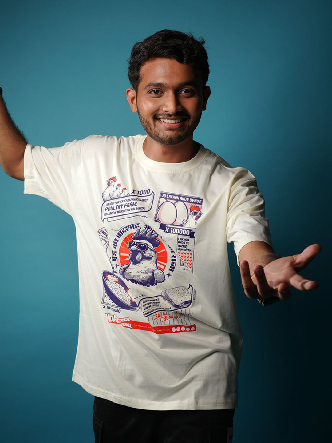 Ascend 47 Andaz Apna Apna: Teja's Poultry Farm Oversized T-Shirt