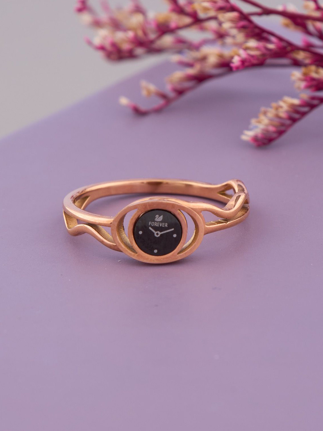 GC PREMIUM JEWELLERY  Rose Gold-Plated Watch Dial Motif Finger Ring