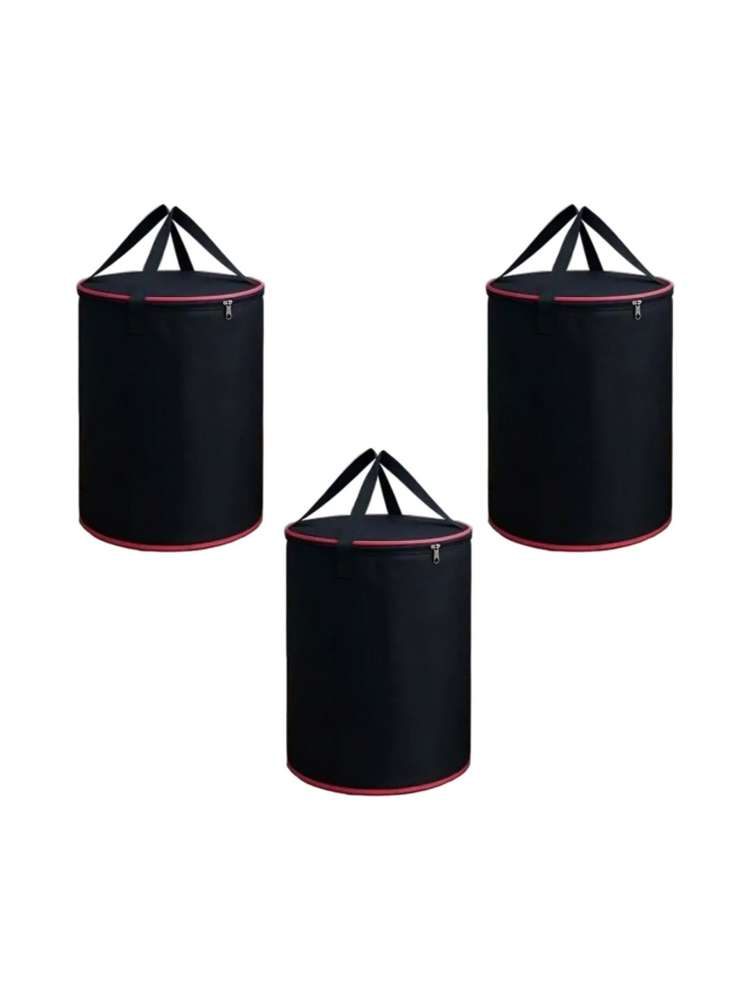 Fashion Throw 3Pcs Black & Red Foldable Laundry Bags - 45 L Each